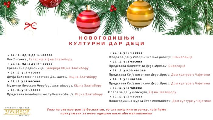 Културни центар „Златибор” дарује свим малишанима разноврсни програм
