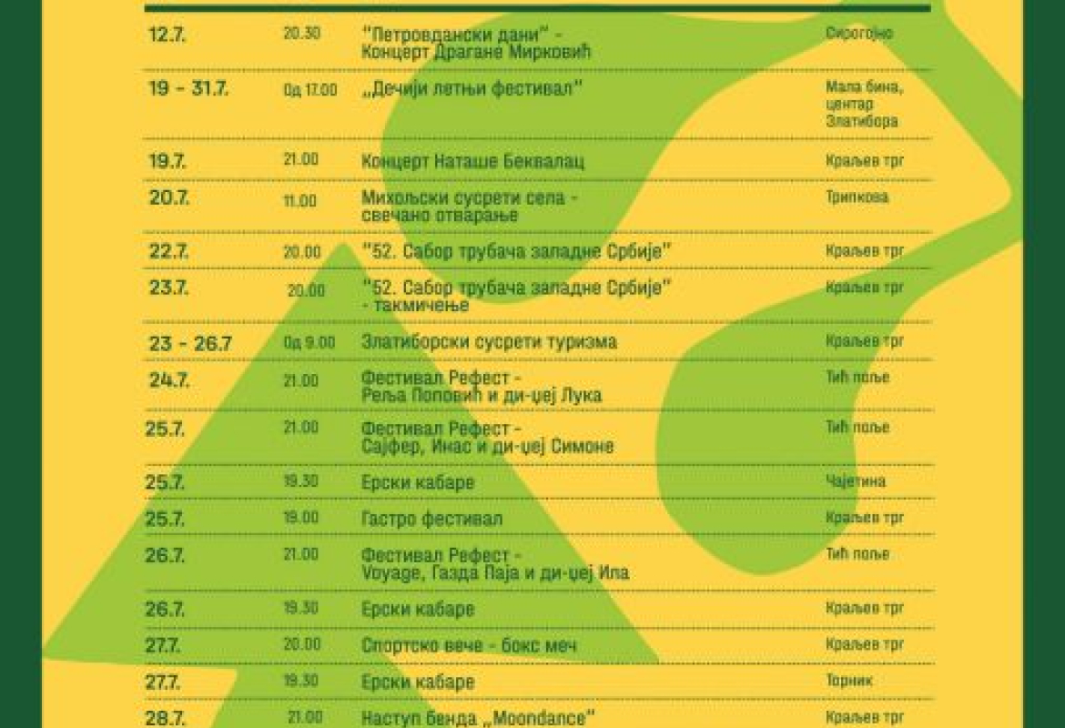 Програм златиборског лета за јул 2025.